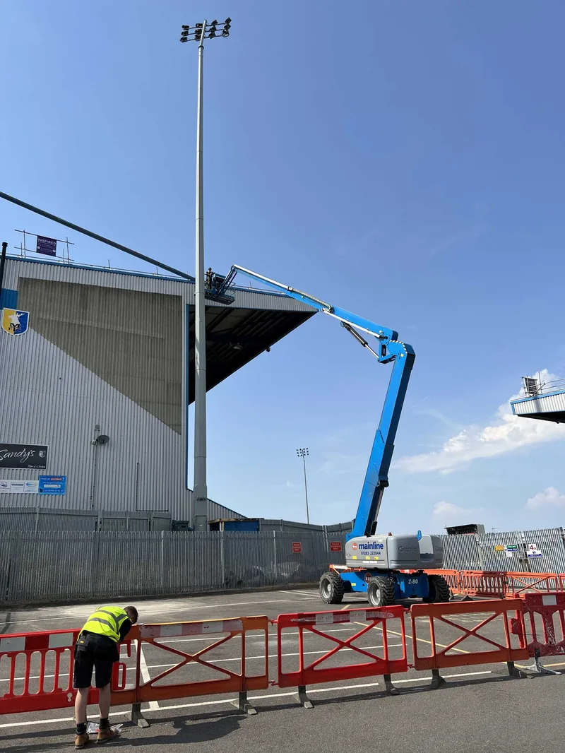 A commercial solar system under maintenance