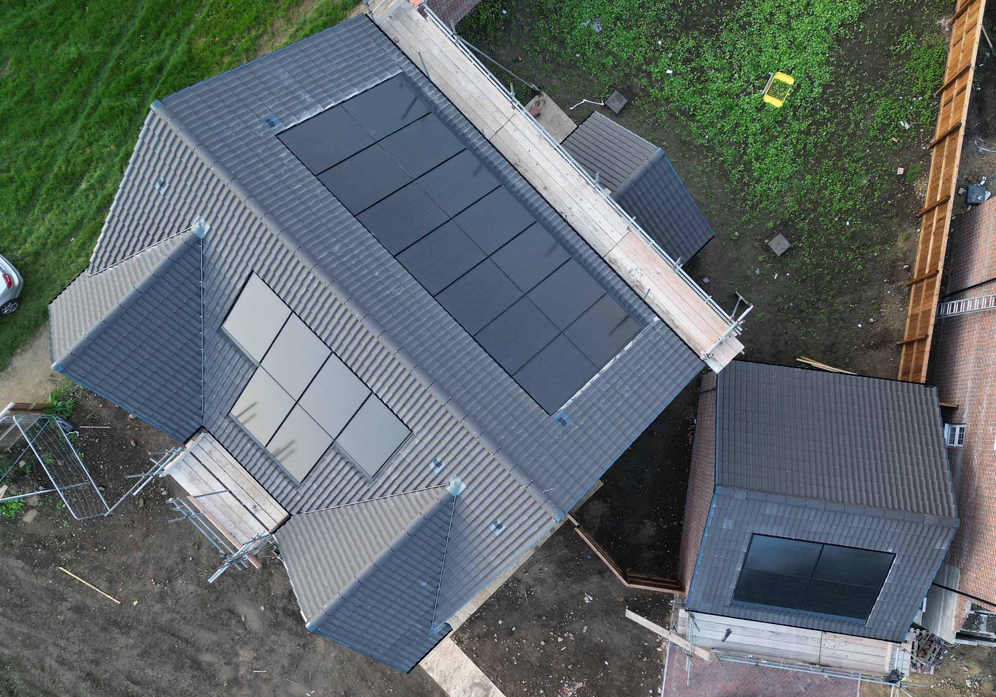 In-roof residential solar PV array on a pitched tiled roof